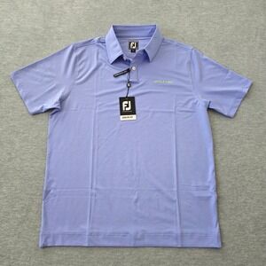 FootJoy Mens Athletic Fit Golf Polo Shirt Blue Golftec Logo Large NWT CA28544